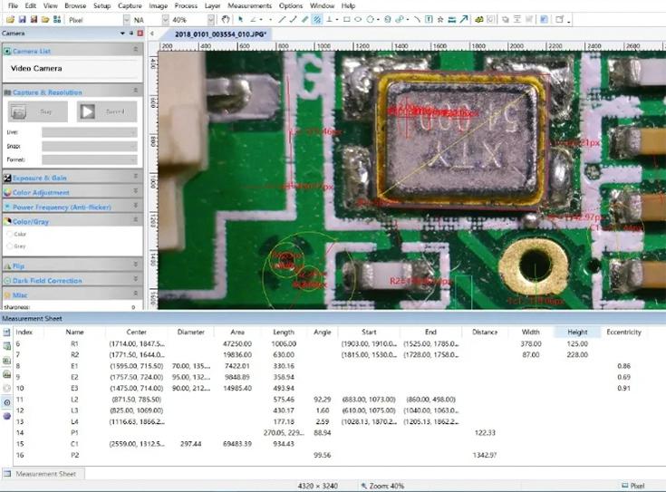 FORTEX HD5-MIC Digital Microscope, Circuit Board Inspection Industry, 51 Mega Pixel, 0.7x to 4.5x, 95 mm