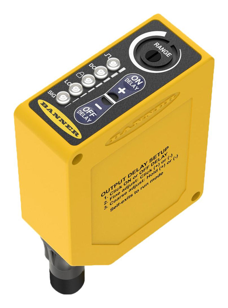 BANNER ENGINEERING Q60VR3AFV1000 Photo Sensor, 1 m, SPDT Relay, Background Suppression, 12 to 250 VDC, Cable, Q60AFV Series