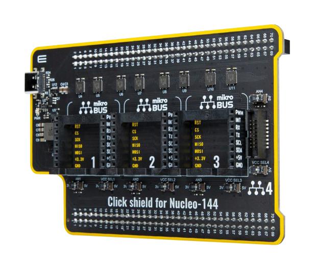 MIKROELEKTRONIKA MIKROE-5487 Expansion Board, Click Shield Nucleo-144, STM32, ARM Cortex-M