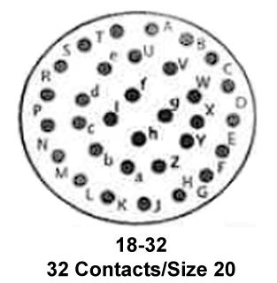 ITT CANNON KPSE06A18-32PX Circular Connector, KPS Series, MIL-DTL-26482 Series I, Straight Plug, 32 Contacts, Crimp Pin