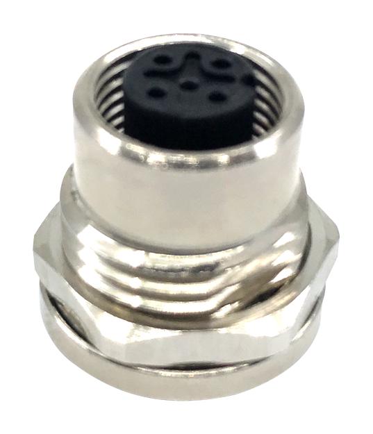 MULTICOMP PRO MPM12-SSS-5AFP Sensor Connector, M12, Male, 5 Positions, Solder Pin, Straight Panel Mount