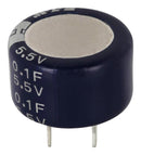 EATON ELECTRONICS KW-5R5C104H-R Supercapacitor, 0.1 F, 5.5 V, Radial Leaded, -20%, +80%, 5 mm, 2000 hours @ 85&deg;C