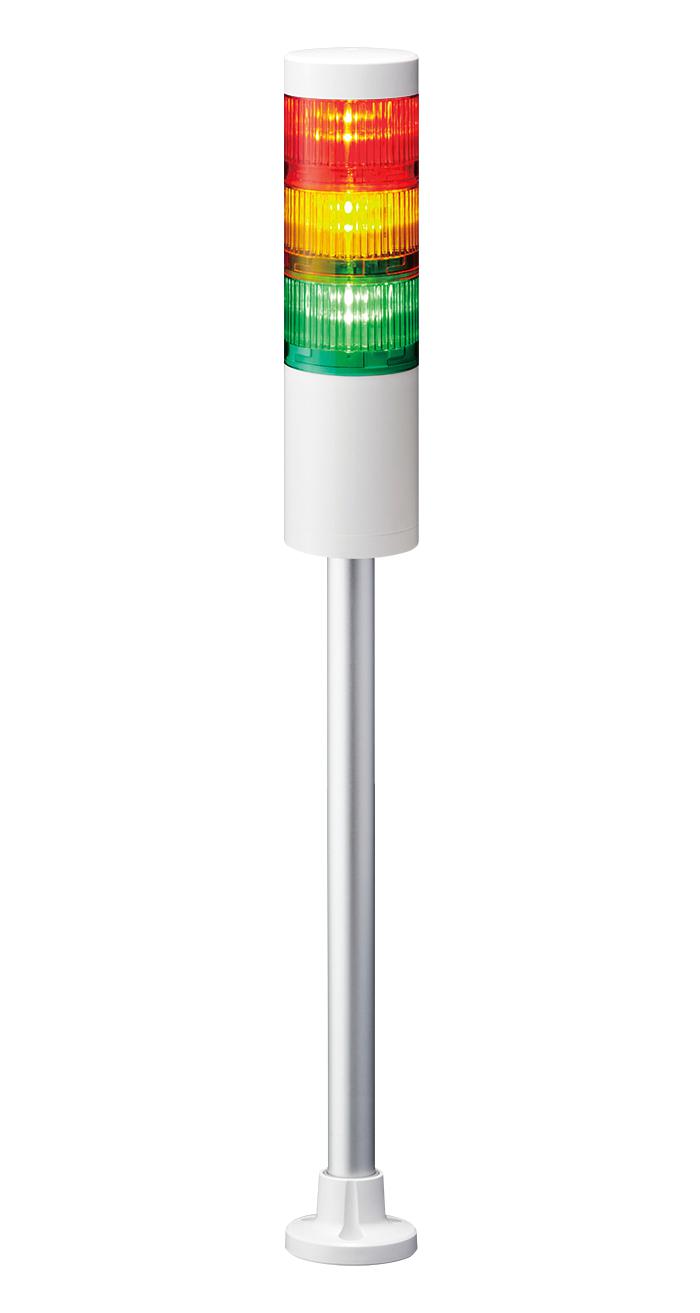 PATLITE LR6-302PJNW-RYG SIGNAL TOWER, AMB/GRN/RED, 88DB, 24VDC