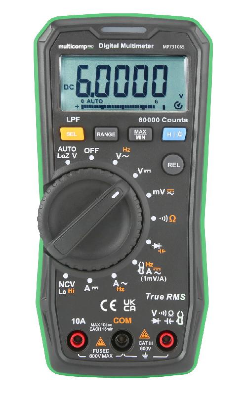 MULTICOMP PRO MP731065 Digital Multimeter, High Precision, True RMS, 600V/10A AC/DC, LPF Measurement