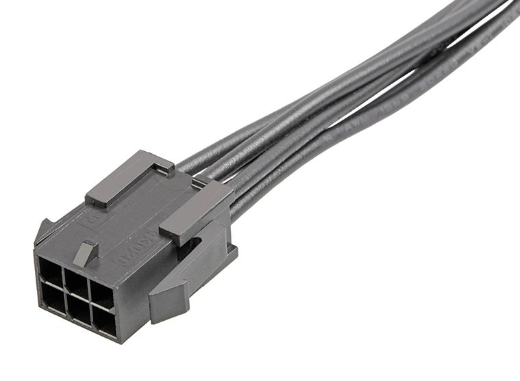 MOLEX 214758-2061 Cable Assembly, Micro-Fit 3.0 Plug to Free End, 6 Ways, 3 mm, 2 Row, 150 mm, 5.9 "