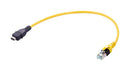 HARTING 33483147805005 Ethernet Cable, 8 Contact, Cat6a, IX Type A Plug to RJ45 Plug, Yellow, 500 mm, 19.7 "