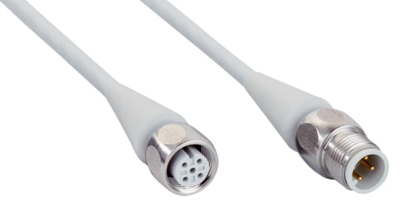 SICK DSL-1204-G02MRN Sensor Cable, Grey, M12 Receptacle, M12 Plug, 4 Positions, 2 m, 6.6 ft