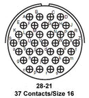 AMPHENOL INDUSTRIAL GTCL030-28-21SW Circular Connector, GTC Series, MIL-DTL-5015 Series, Wall Mount Receptacle, 37 Contacts