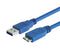L-COM CAU3AMICB-1M USB Cable, Type A Plug to Micro Type B Plug, 1 m, 3.3 ft, USB 3.0, Blue