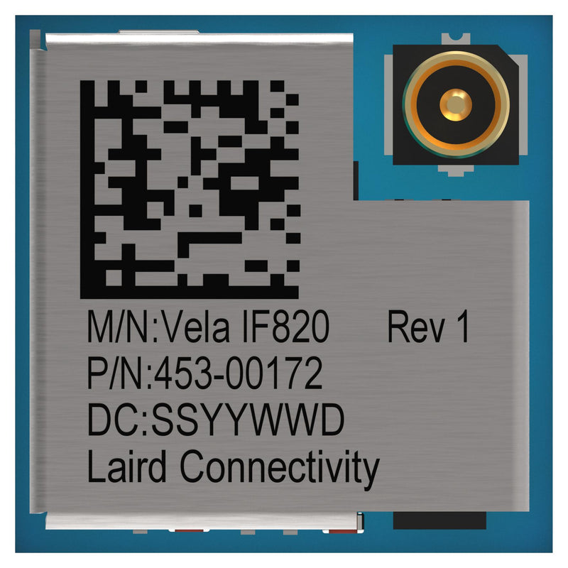 LAIRD CONNECTIVITY 453-00172C Bluetooth Module, BLE 5.0 + EDR, 1 Mbps, -93.5 dBm, 2.6 to 3.3 V, -40 &deg;C to 85 &deg;C, Vela IF820 Series