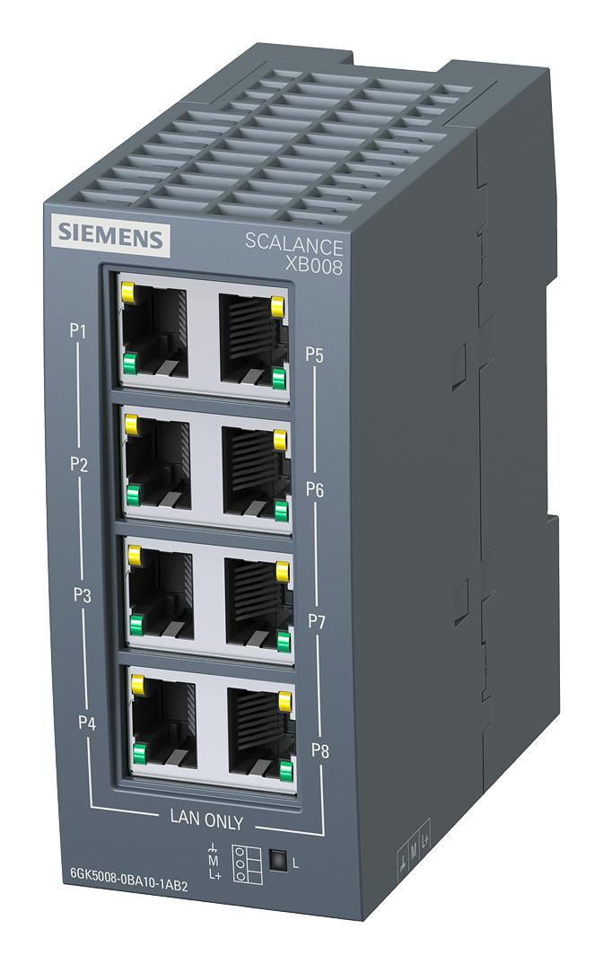 Siemens 6GK5008-0BA10-1AB2 6GK5008-0BA10-1AB2 Switch 8 Ports Industrial Unmanaged Fast Ethernet DIN Rail / Wall RJ45 x 10Mbps 100Mbps