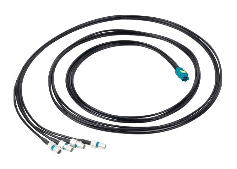AMPHENOL RF 095-820-243M200 RF / Coaxial Cable Assembly, Mini FAKRA Type A Jack to 4 x FAKRA Plug, TFC 302 LL, 50 ohm, 6.6 ft