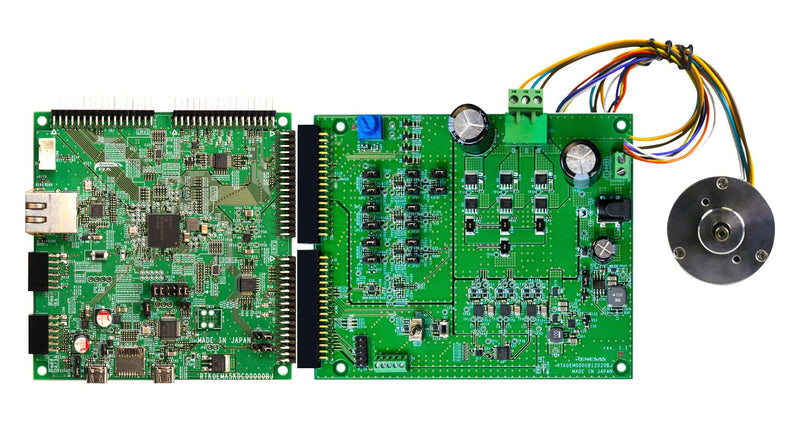 RENESAS RTK0EMA5K0S00020BJ Motor Control Kit, R7FA8T1AHECBD, BLDC Motor, Inverter Board, CPU Board, Communication Board