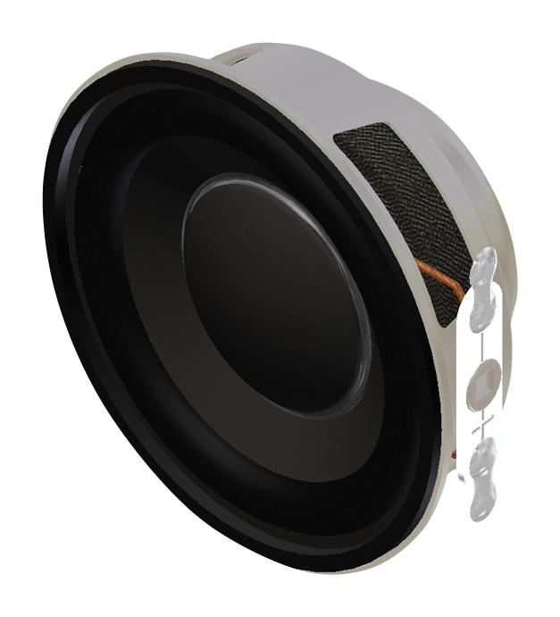PUI AUDIO AS04004PR-R Speaker, 100 Hz to 20 kHz, 4 ohm, 4 W, 86 dBA, Round, Bare Mount