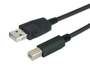 L-COM CAUZALB-05M USB Cable, Type A Plug to Type B Plug, 500 mm, 19.7 ft, USB 2.0, Black