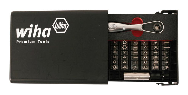 WIHA 71988 SECURITY BIT SET WITH MINI RATCHET, 39PC