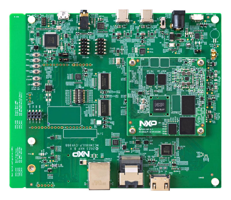 NXP MCIMX8ULP-EVK9 Evaluation Kit, i.MX 8ULP, i.MX 8 Family, ARM Cortex-A35/M33, Base Board, USB Cable, Power Supply