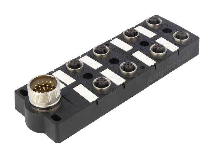 AMPHENOL LTW DB12-5A8M23-DPS7001 Sensor Distribution Box, M23 Connector - 8 Pole, M12 Connector - 5 Pole, 8 Ports, M Series, IP67