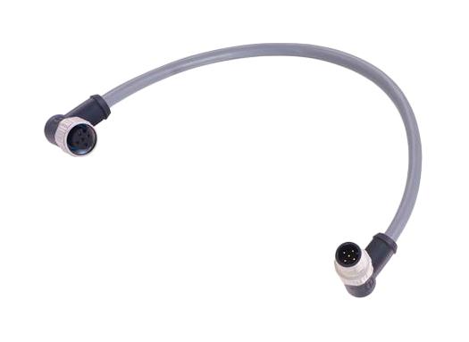 HARTING 21355354564002 SENSOR CABLE, 5P M12 R/A PLUG-RCPT, 7.9"