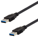 L-COM U3A00007-05M USB Cable, Type A Plug to Type A Plug, 500 mm, 19.7 ", USB 3.0, Black