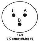ITT CANNON KPSE08A12-3P Circular Connector, KPS Series, MIL-DTL-26482 Series I, Right Angle Plug, 3 Contacts, Crimp Pin