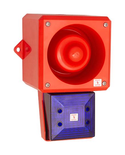 CLIFFORD AND SNELL 245284 Audio/Visual Signal Device, Flashing, Blue, 112dBA, 24VDC, Cable, IP66, Yodalight YL50 Hi Vis Series