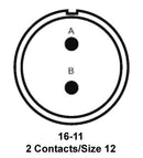 ITT CANNON MS3102R16-11PW Circular Connector, MIL-DTL-5015 Series, MS3102 Series, Box Mount Receptacle, 2 Contacts