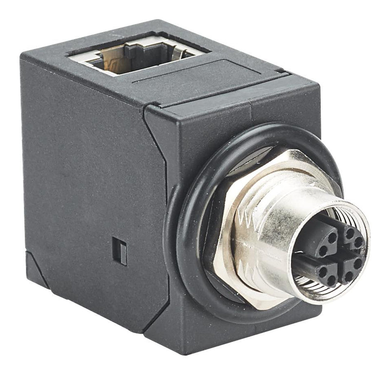 PANDUIT ICAM12X90RJS In-Line Adapter, X-Code, Adapter, In-Line, M12 Socket, RJ45, IndustrialNet Series