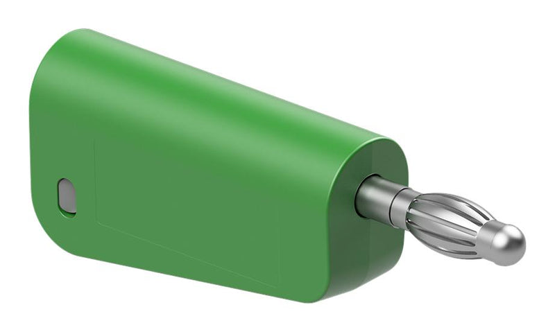 STAUBLI 64.1042-25 Banana Test Connector, 30 VAC, Plug, Cable Mount, 32 A, 60 VDC, Nickel Plated Contacts, Green