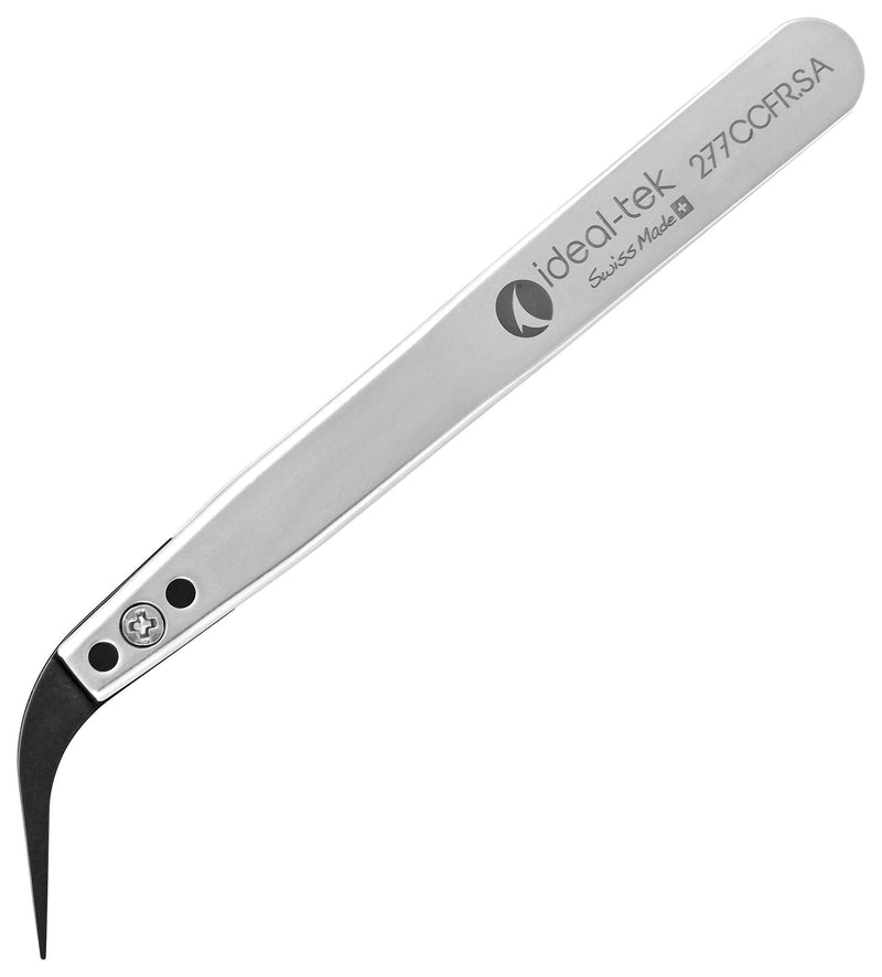 IDEAL-TEK 277CCFR.SA.1.IT 277CCFR.SA.1.IT Tweezer Replaceable Tip ESD Safe Curve Pointed 105 mm Stainless Steel Body New