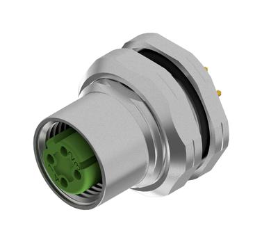 AMPHENOL CONEC 43-01236 Sensor Connector, M12, Female, 4 Positions, PCB Socket, Straight Panel Mount