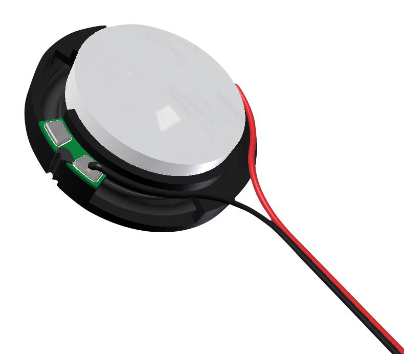 PUI AUDIO AS01808MR-LW152-R Speaker, 650 Hz to 18 kHz, 8 ohm, 1.5 W, 80 dBA, Round, Panel Mount