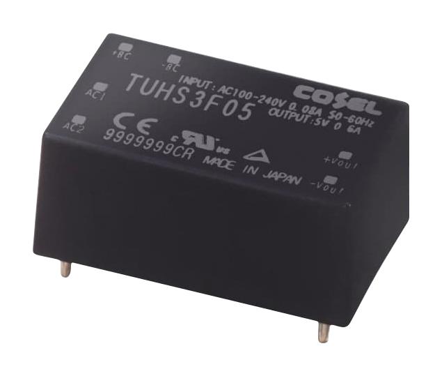 COSEL TUHS3F15 AC/DC PCB Mount Power Supply (PSU), ITE, 1 Output, 3 W, 15 V, 200 mA