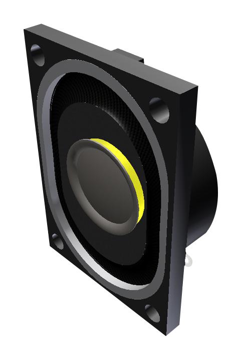 PUI AUDIO AS04008PS-4W-R Speaker, 200 Hz to 20 kHz, 8 ohm, 4 W, 84 dB, Oval with Rectangular Frame, Panel Mount