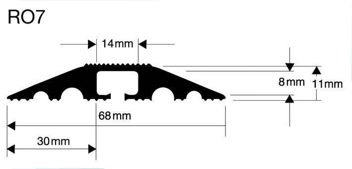 PRO POWER R07 1M BLK Cable Protector, 1 Channel, Rubber, Black, 1 m, 68 mm