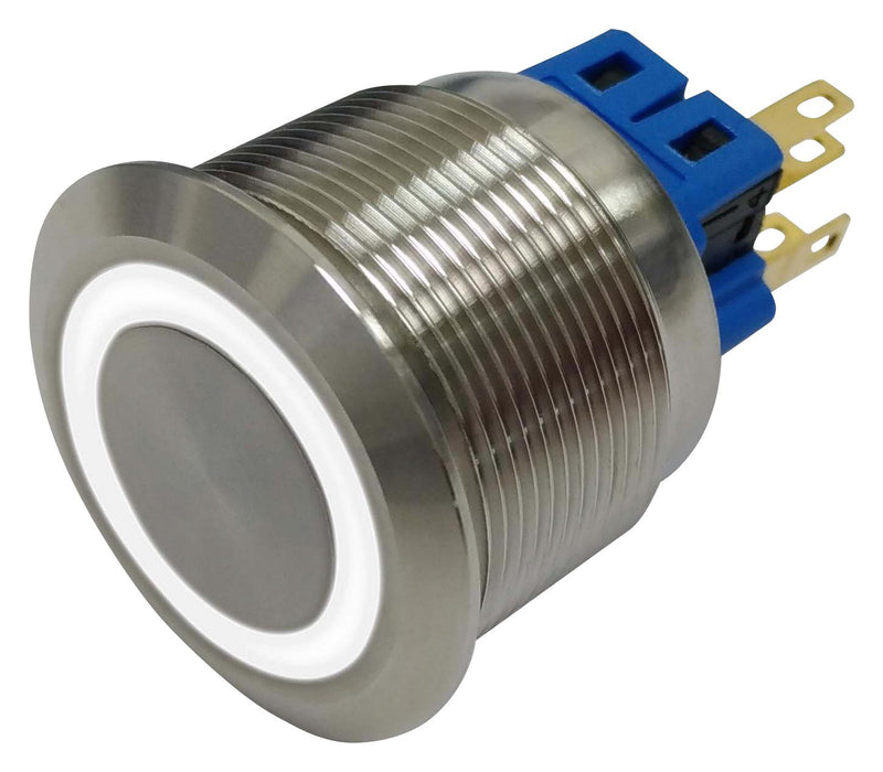 MULTICOMP PRO MP-PB7-03LB5CFRW12V Vandal Resistant Switch, 12V LED, 0.984 ", SPDT, Latching, Round Flat, Natural