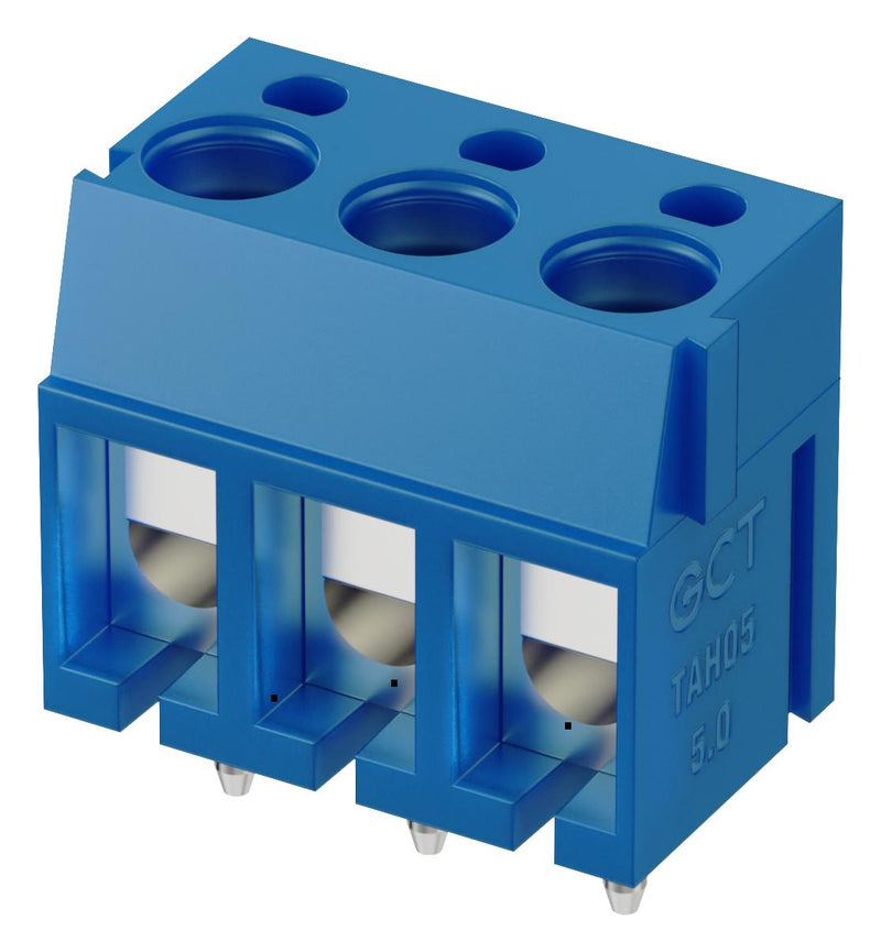 GCT TAH05-03-1-L-G Wire-To-Board Terminal Block, 5 mm, 3 Ways, 24 AWG, 14 AWG, Screw