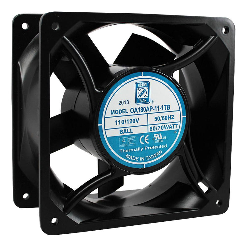 ORION FANS OA180AP-11-1TB AC Axial Fan, 115V, Square, 180 mm, 89 mm, Ball Bearing, 375 CFM