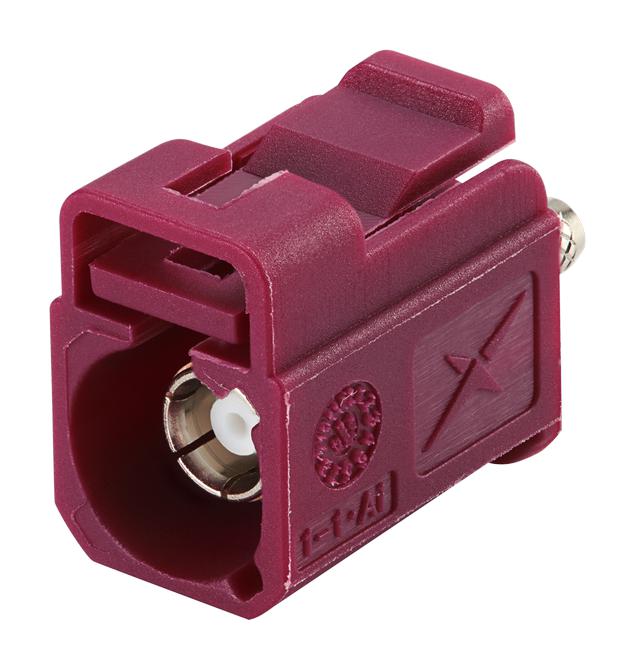 TAOGLAS FK2FDDK RF / Coaxial Connector, Code D, Bordeaux Violet, SMB Fakra Coaxial, Straight Jack, Crimp, 50 ohm