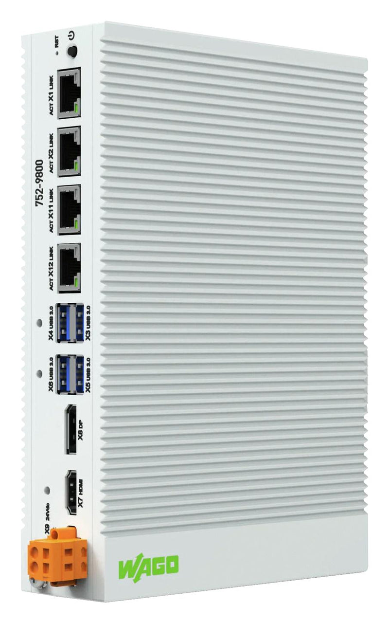 WAGO 752-9800 Edge Computer, LED, DIN Rail, 16 Gb RAM, 256 Gb Flash, IP40, 24 VDC, 752 Series