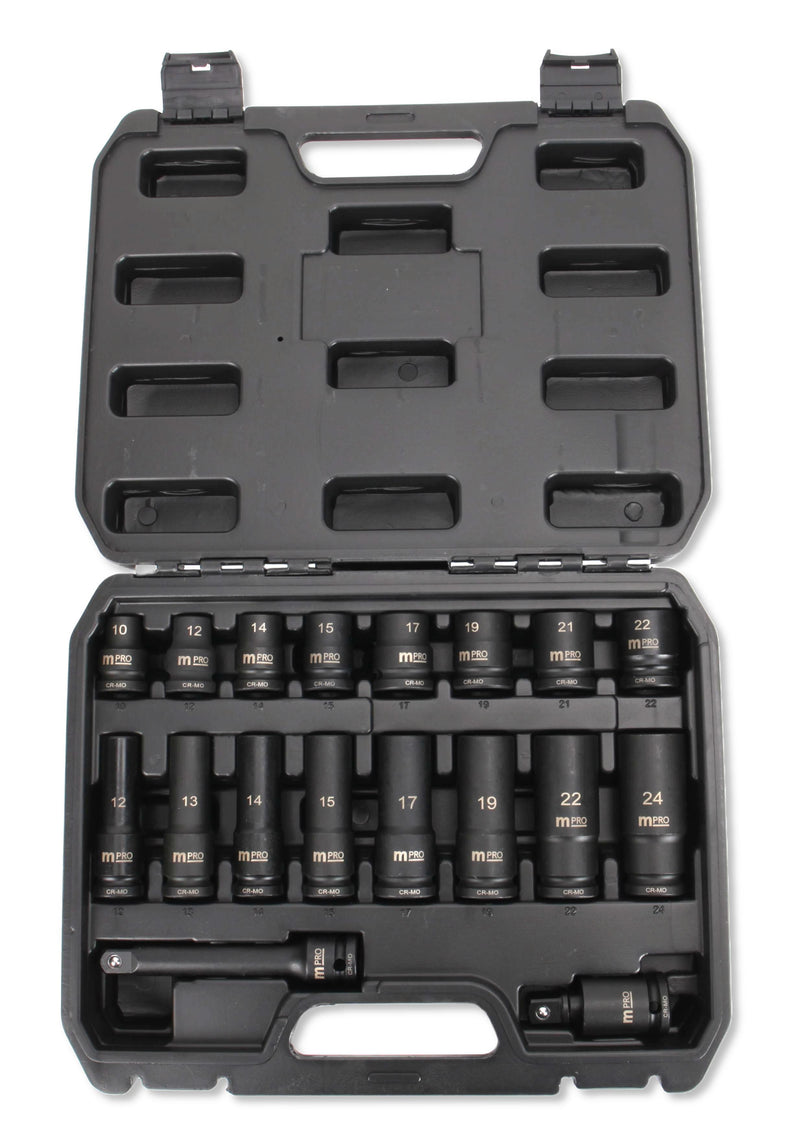 MULTICOMP PRO MP12-SS23163A Impact Socket Set, 18Pcs of 10/12/13/14/15/17/19/21/22/24mm Socket Drives 1/2" and Extension Bar