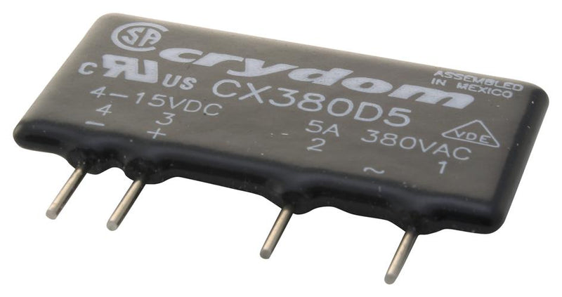 SENSATA/CRYDOM CX380D5 Solid State Relay, CX Series, SIP, SPST-NO, 5 A, 530 Vrms, PCB, Through Hole, Zero Crossing