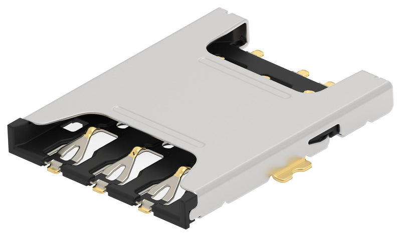 TE CONNECTIVITY 2452808-1 Memory Card Connector, Nano SIM, Push-Pull, 7 Contacts, Copper Alloy, Gold Plated Contacts