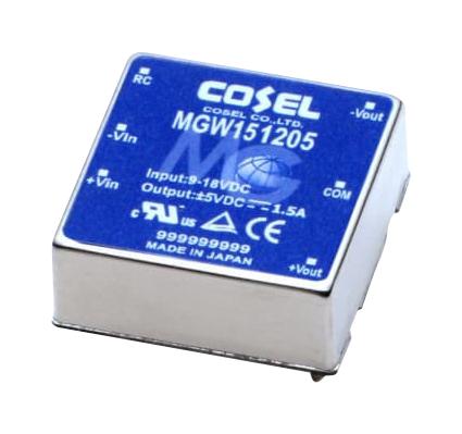 COSEL MGW152415 Isolated Through Hole DC/DC Converter, ITE, DIP, 4:1, 15 W, 2 Output, 15 V
