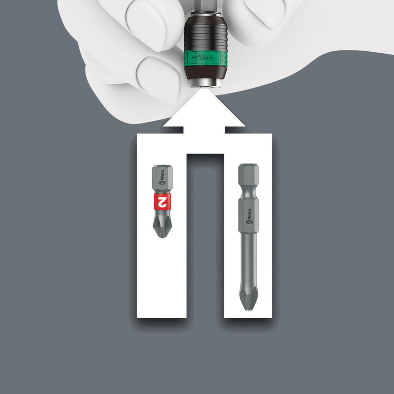 WERA 05051493001 Bit Holder, 1/4" Hex Bits, 123.5mm, Screwdriver