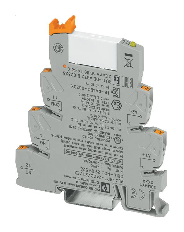 PHOENIX CONTACT 2909528 Power Relay, SPDT, 24 VDC, 6 A, PLC-RPT, DIN Rail