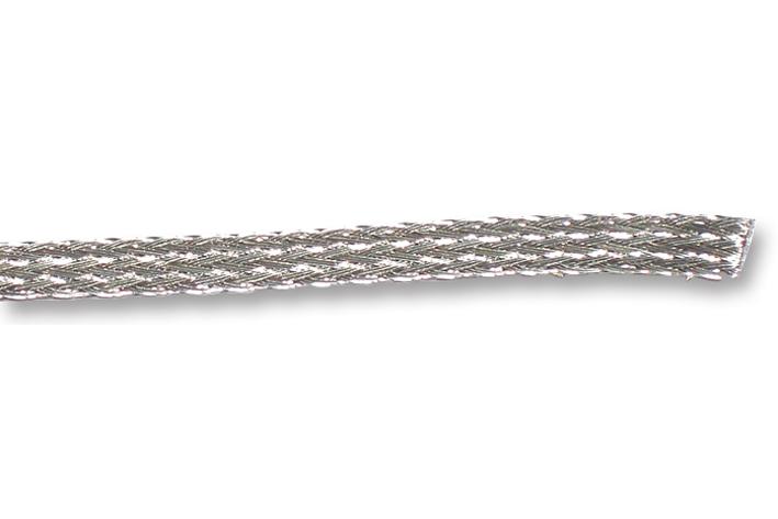 ALPHA WIRE 1232 SV001 Sleeving, Flat Wire, Braided, Copper, Tin Plated, Silver, 305 m, 1000 ft