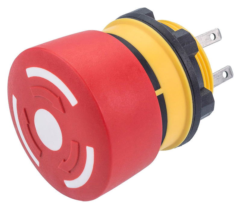 EAO 84-5240.0020 Emergency Stop Switch, DPST-NC, Twist to Release, Quick Connect, 3 A, 250 V