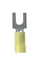 PANDUIT EV10-14FB-Q FORK TERMINAL, 1/4", VINYL, YEL/12-10AWG