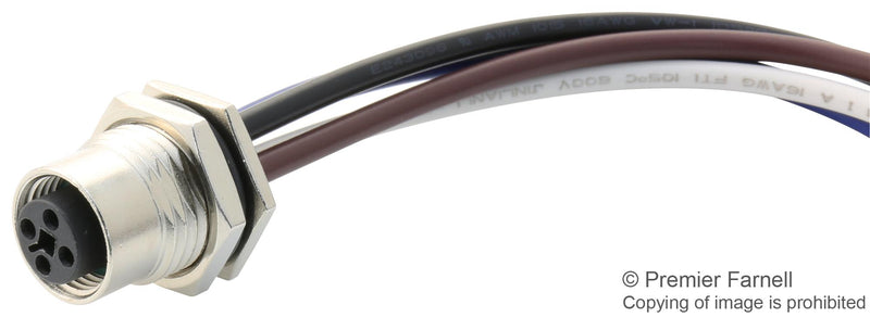 AMPHENOL LTW M12S-04PMMS-SF8B15 Sensor Cable, M12 Plug, Free End, 4 Positions, 150 mm, 5.9 ", M Series